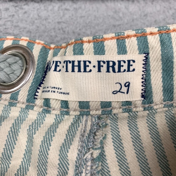 Free People We The Free Moxie Jeans Women's 29 Green Railroad Striped Low-Slung - Picture 3 of 12